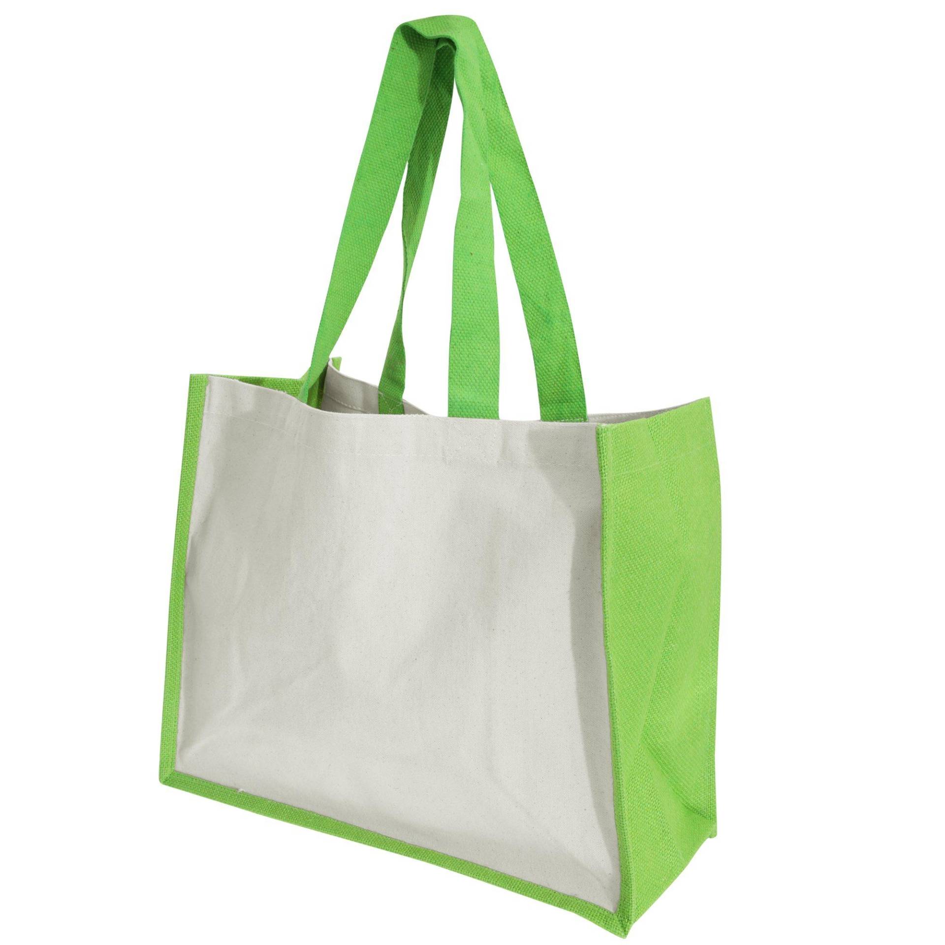 Printers Jutetasche Shopper Einkaufstasche, 21 Liter (2 Stückpackung) Damen Grün ONE SIZE von Westford Mill