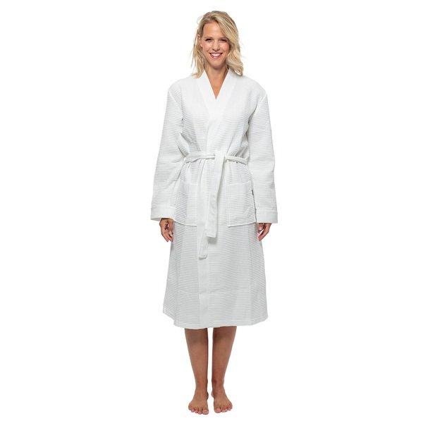 Piquee - Morgenmantel Bademantel Damen Weiss XS von Wewo Fashion