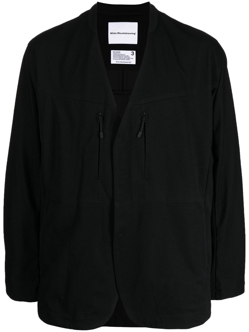 White Mountaineering V-neck long-sleeve jacket - Black von White Mountaineering