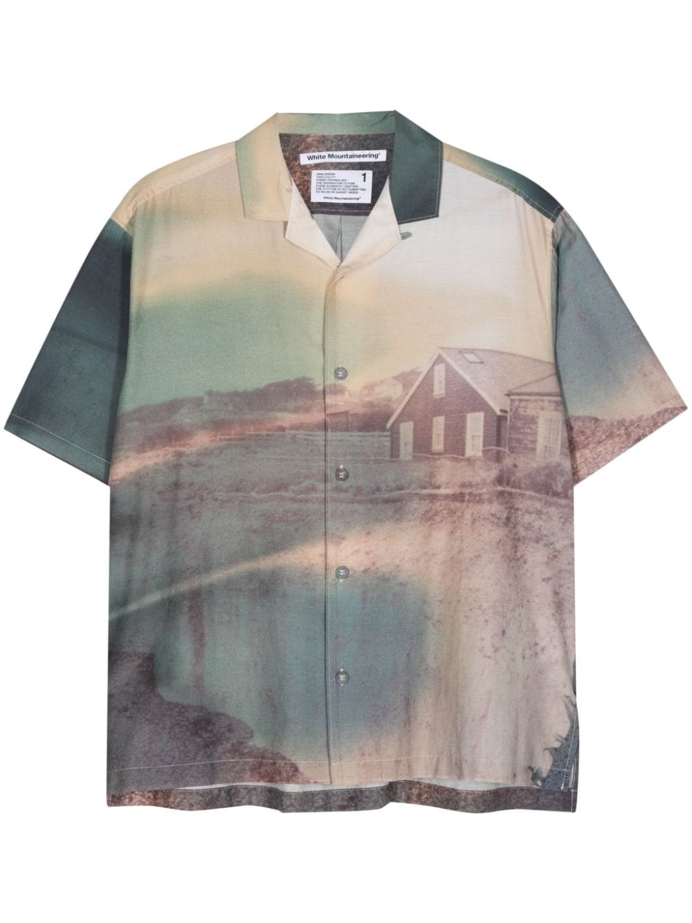 White Mountaineering photograph-print cotton-silk blend shirt - Blue von White Mountaineering