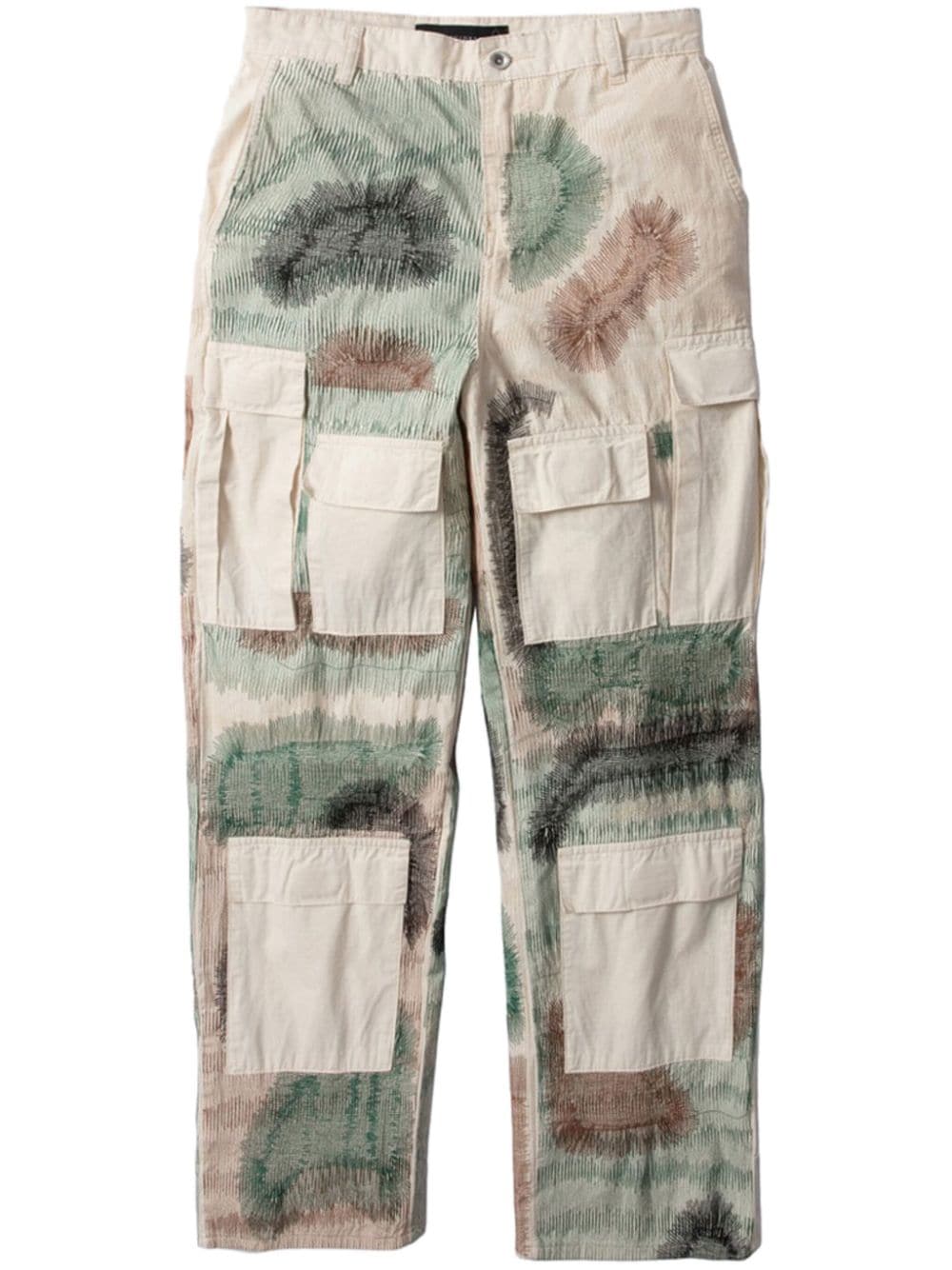 Who Decides War camouflage embroidered trousers - Neutrals von Who Decides War