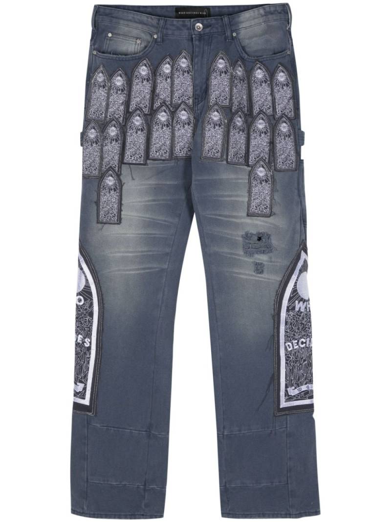 Who Decides War distressed straight-leg jeans - Blue von Who Decides War