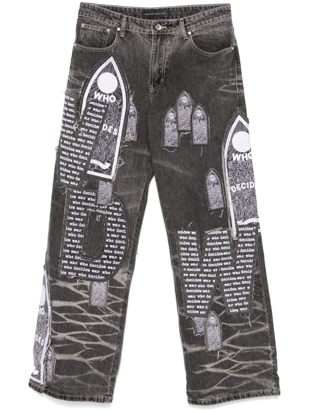 Who Decides War patchwork-design jeans - Grey von Who Decides War