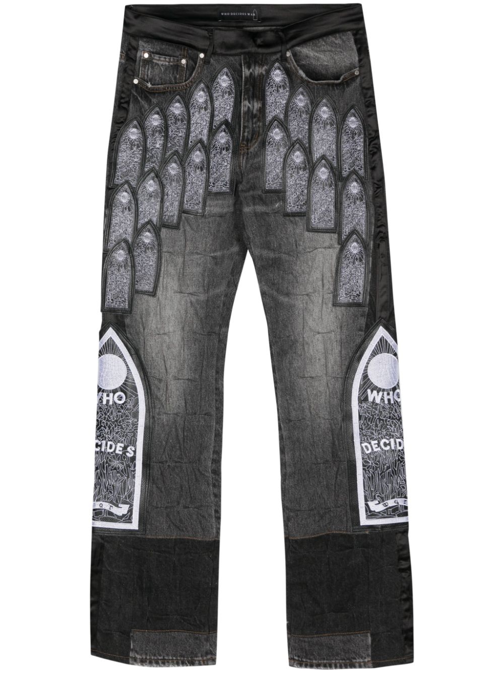 Who Decides War patchwork straight-leg jeans - Black von Who Decides War