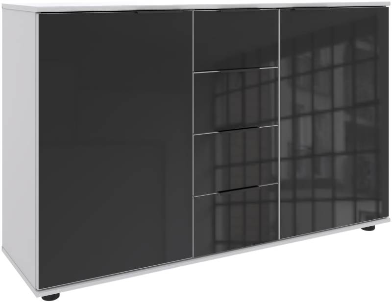 Wimex Kombikommode »Leonberg, Sideboard 2trg mit 4 Schubladen«, mit Glasfront, B/T/H 130/41/83cm, schwarze Metallgriffe von Wimex