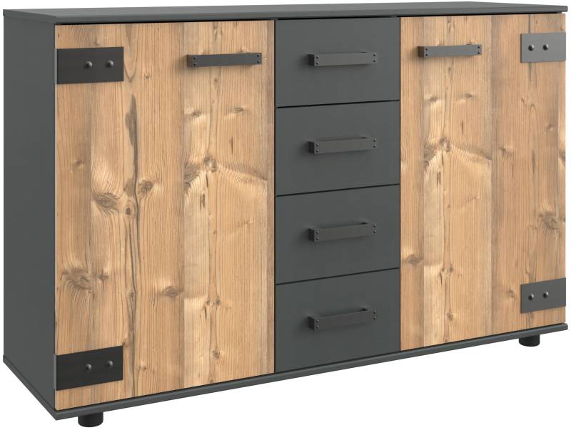 Wimex Kombikommode »Stockholm Sideboard Kommodenschrank«, rustikale Optik Industrial-Look, 2-türig mit 4 Schubladen von Wimex