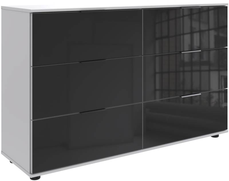 Wimex Schubkastenkommode »Leonberg, Sideboard mit 6 Schubladen«, mit Glasfront, B/T/H 130/41/83cm, schwarze Metallgriffe von Wimex