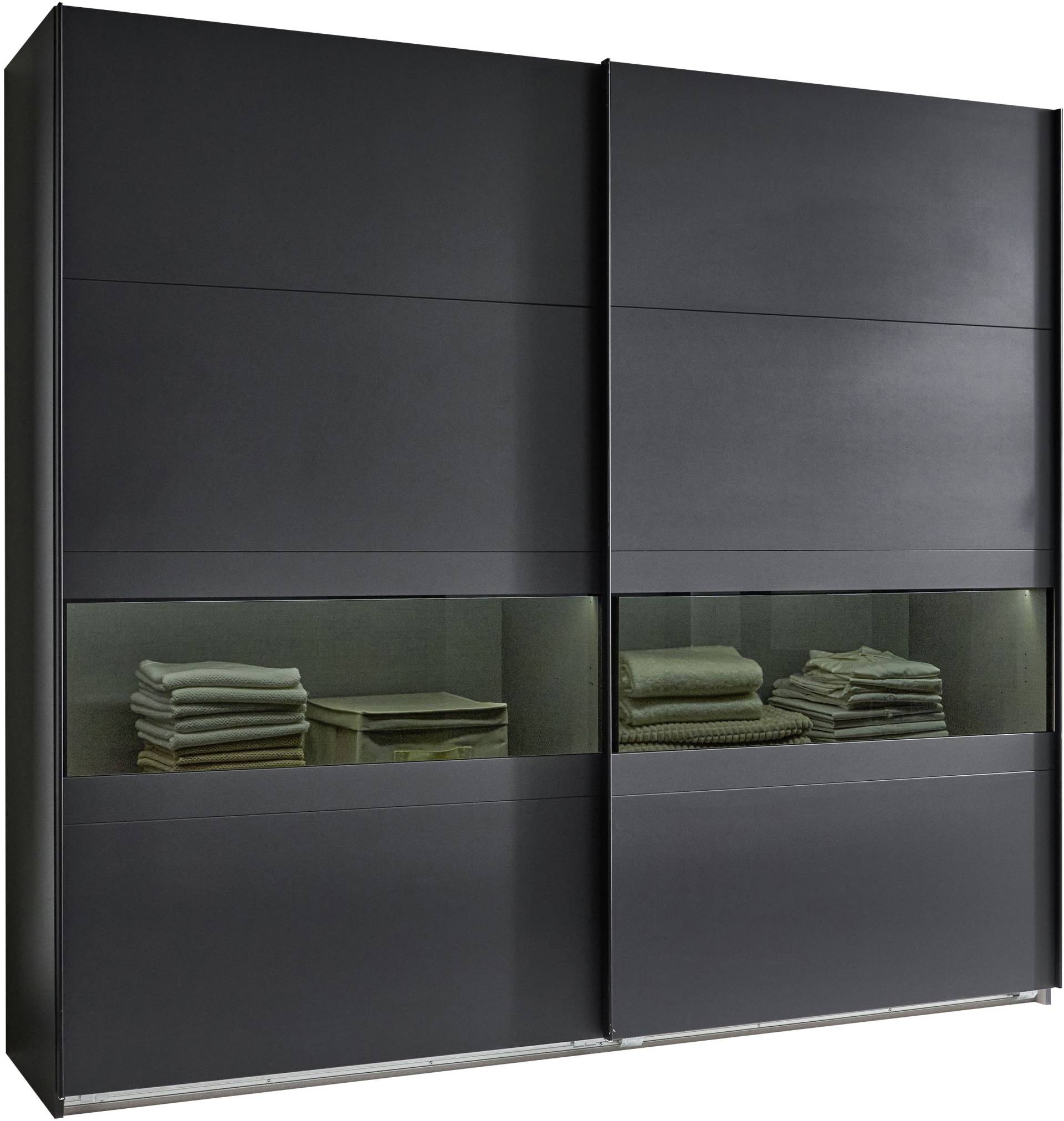 Wimex Schwebetürenschrank »Easy Plus, Kleiderschrank Made in Germany«, mit Glaseinsatz/ Rauchglas, viele Breiten zur Auswahl, schwarze Griffe von Wimex