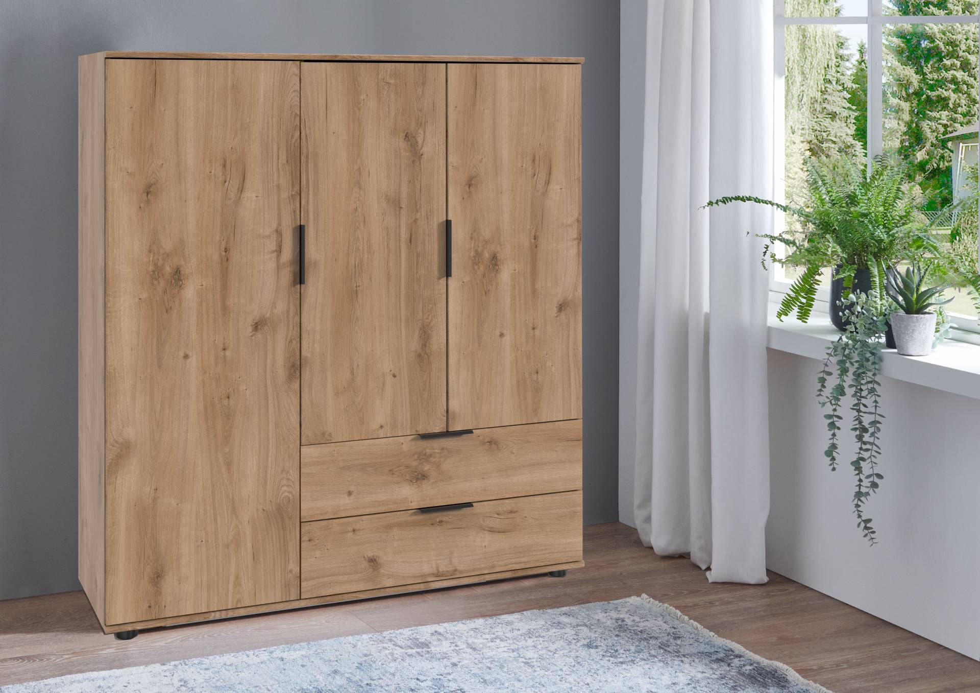 Wimex Wäscheschrank »Easy Plus Kleiderschrank Garderobe 2 Schubladen, 81 oder 130cm breit«, in verschiedenen Farben, moderne Optik mit schwarzen Metallgriffen von Wimex