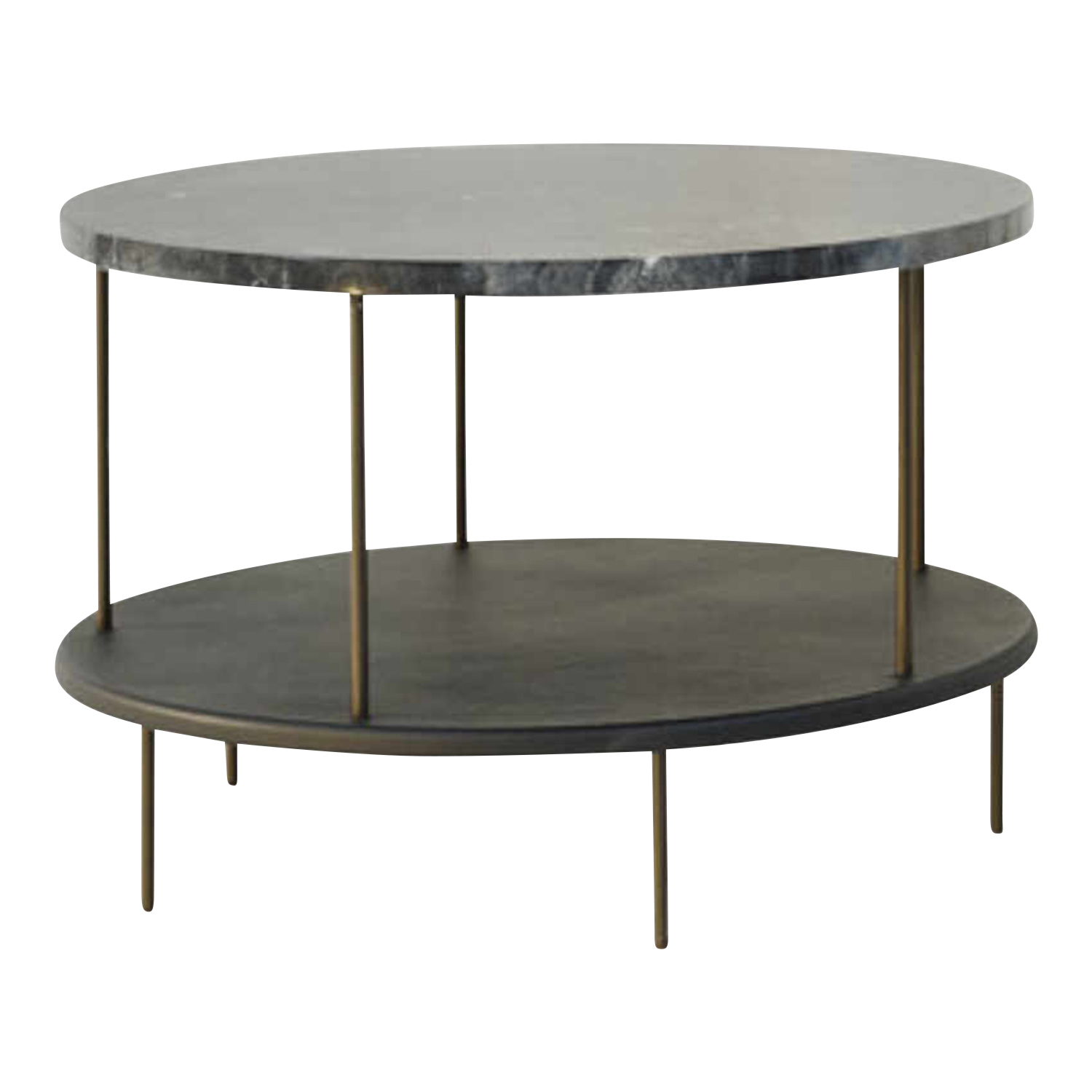 DD Table Couchtisch, Grösse d. 30 x h. 50 cm, untere Tischplatte leder - color black von Wittmann