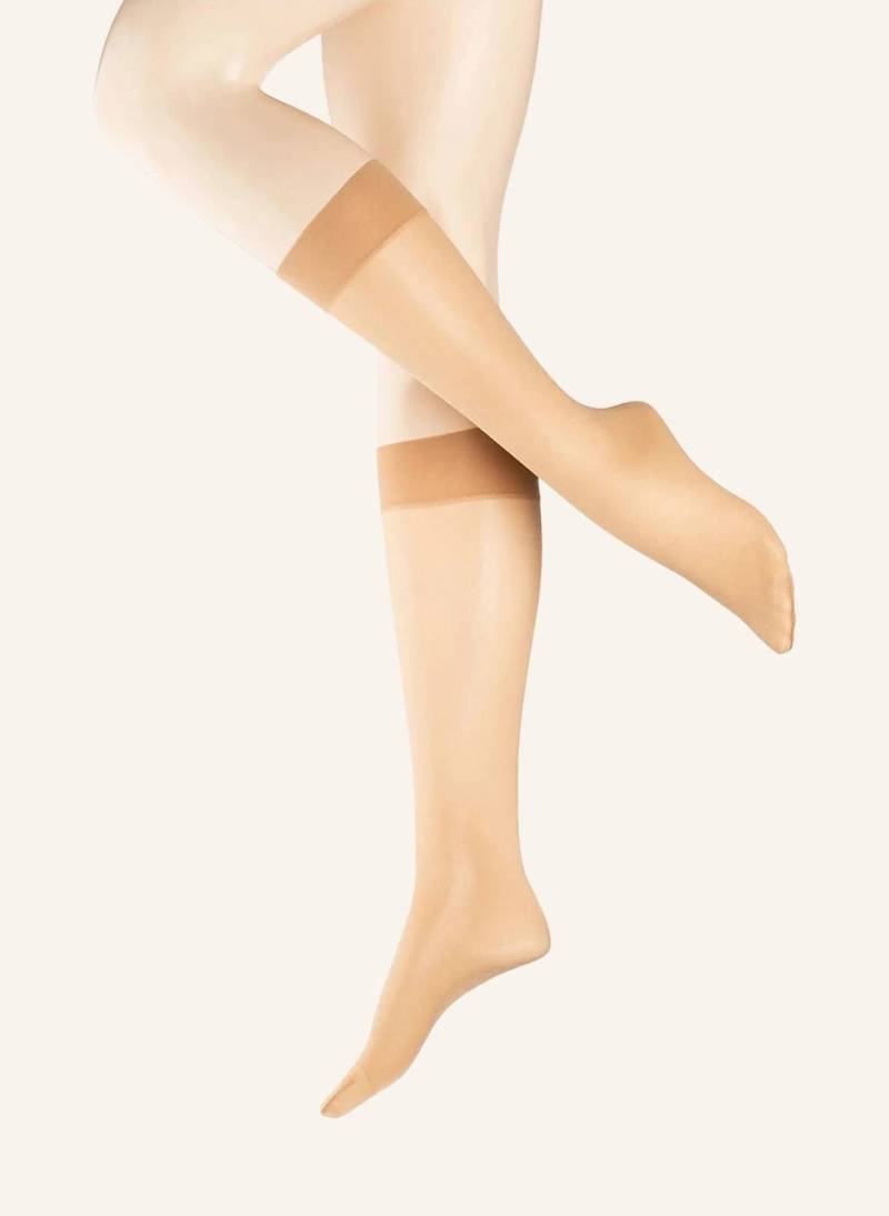 Wolford 3er-Pack Fein-Kniestrümpfe Satin Touch beige von Wolford