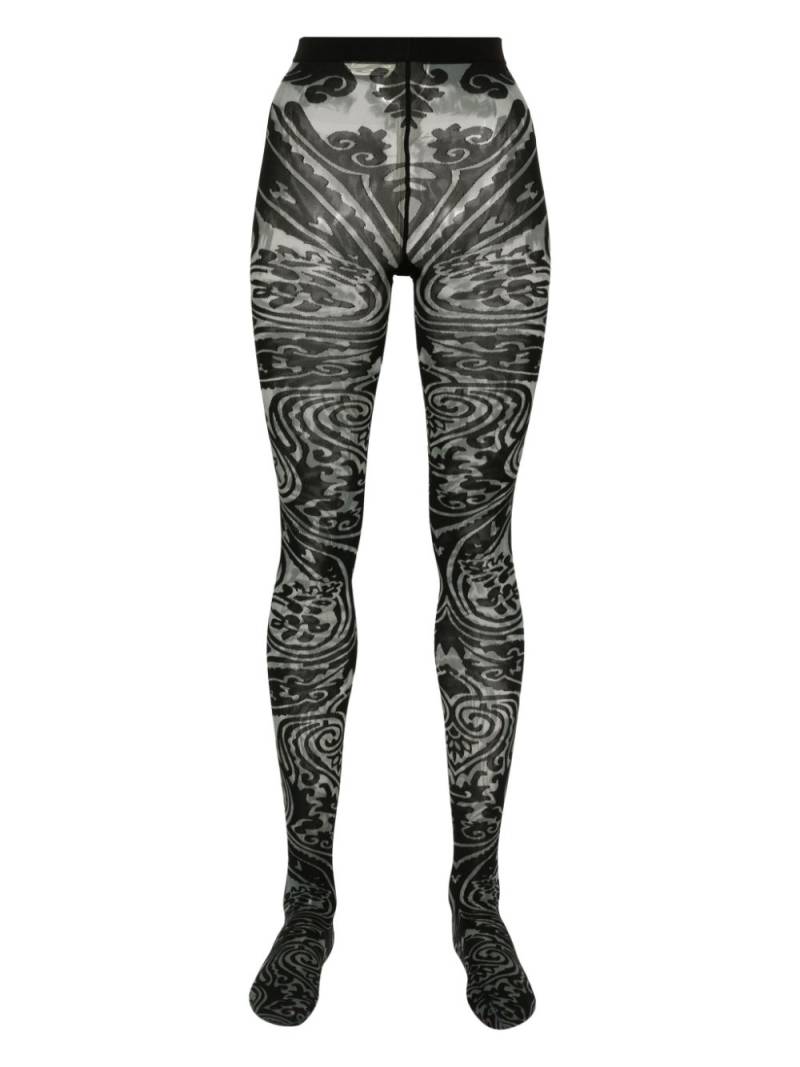 Wolford Body Tattoo jacquard tights - Grey von Wolford