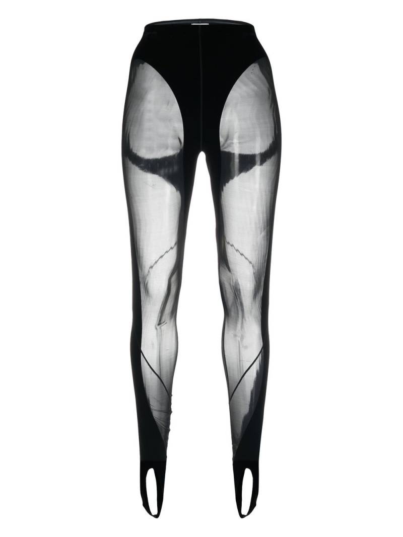 Mugler x Wolford mesh-panelled stirrup leggings - Black von Mugler