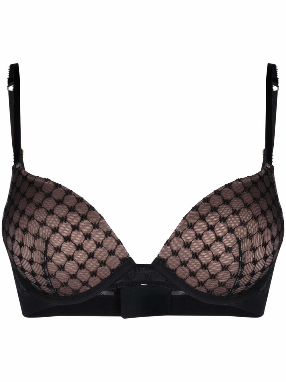 Wolford sheer monogram push-up bra - Black von Wolford