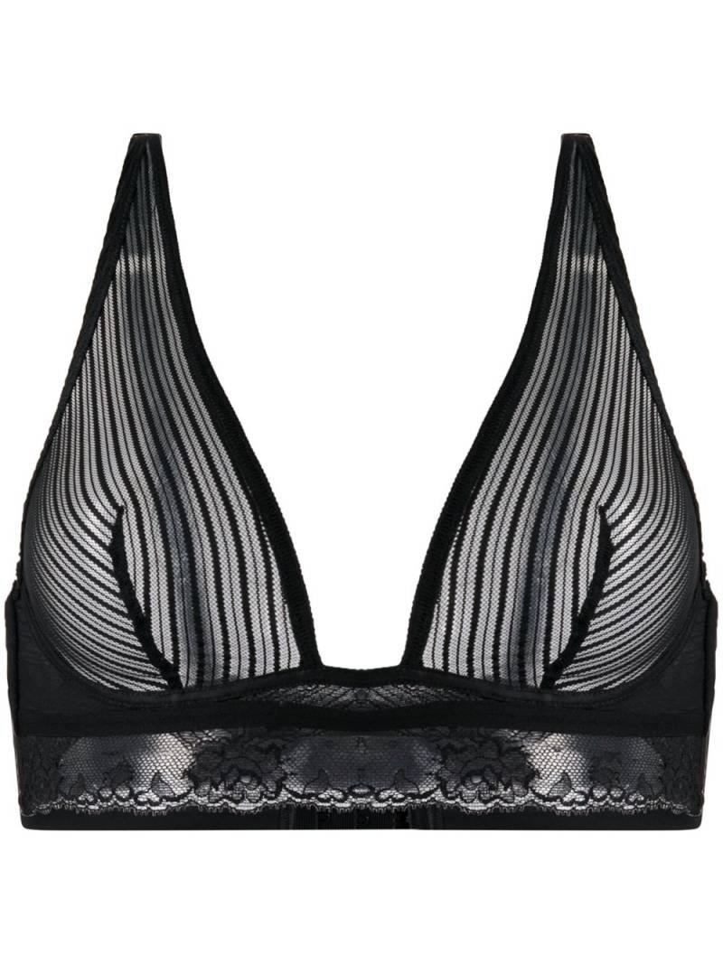 Wolford stripe mesh soft cup bra - Black von Wolford