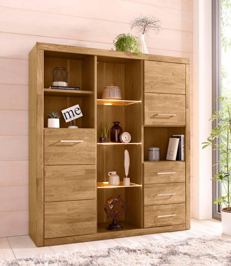 Home affaire Highboard »Ribe«, Breite 130 cm mit 2 Holztüren von home affaire