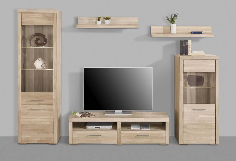 Home affaire Wohnwand »Falco«, (Set, 4 St., 5), Fronten aus Massivholz von home affaire