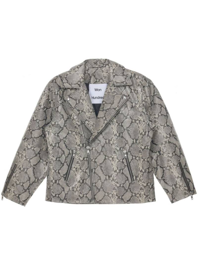 Won Hundred snakeskin-print leather jacket - Grey von Won Hundred