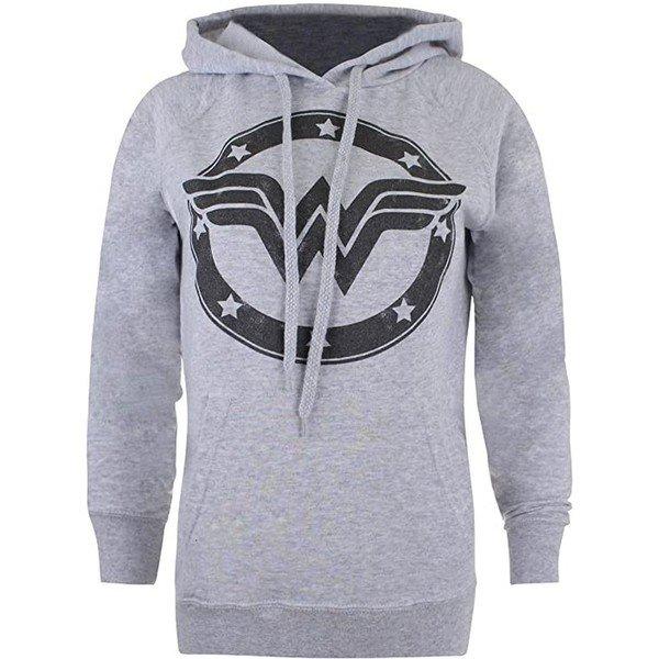 Kapuzenpullover Logo Damen Grau L von Wonder Woman