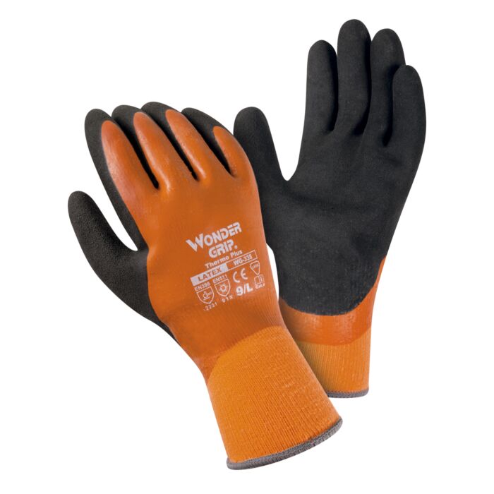 Wondergrip Doppel Schaumlatex-Winterhandschuh 2er Pack, orange von Wondergrip