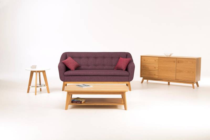 Woodman Couchtisch »Bórgvin«, Breite 115 cm, zeitloses Design, mit 1 Ablageboden, Holzfurnier Eiche von Woodman