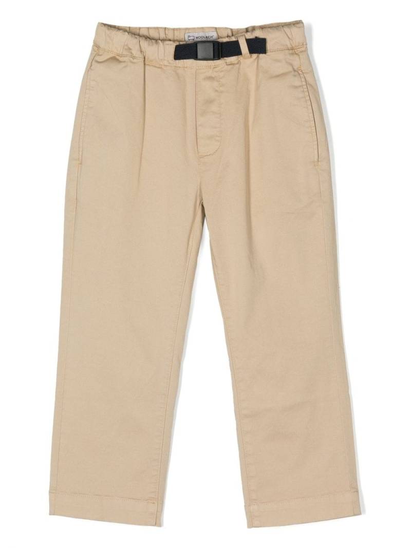 Woolrich Kids belted-waist straight-leg trousers - Neutrals von Woolrich Kids