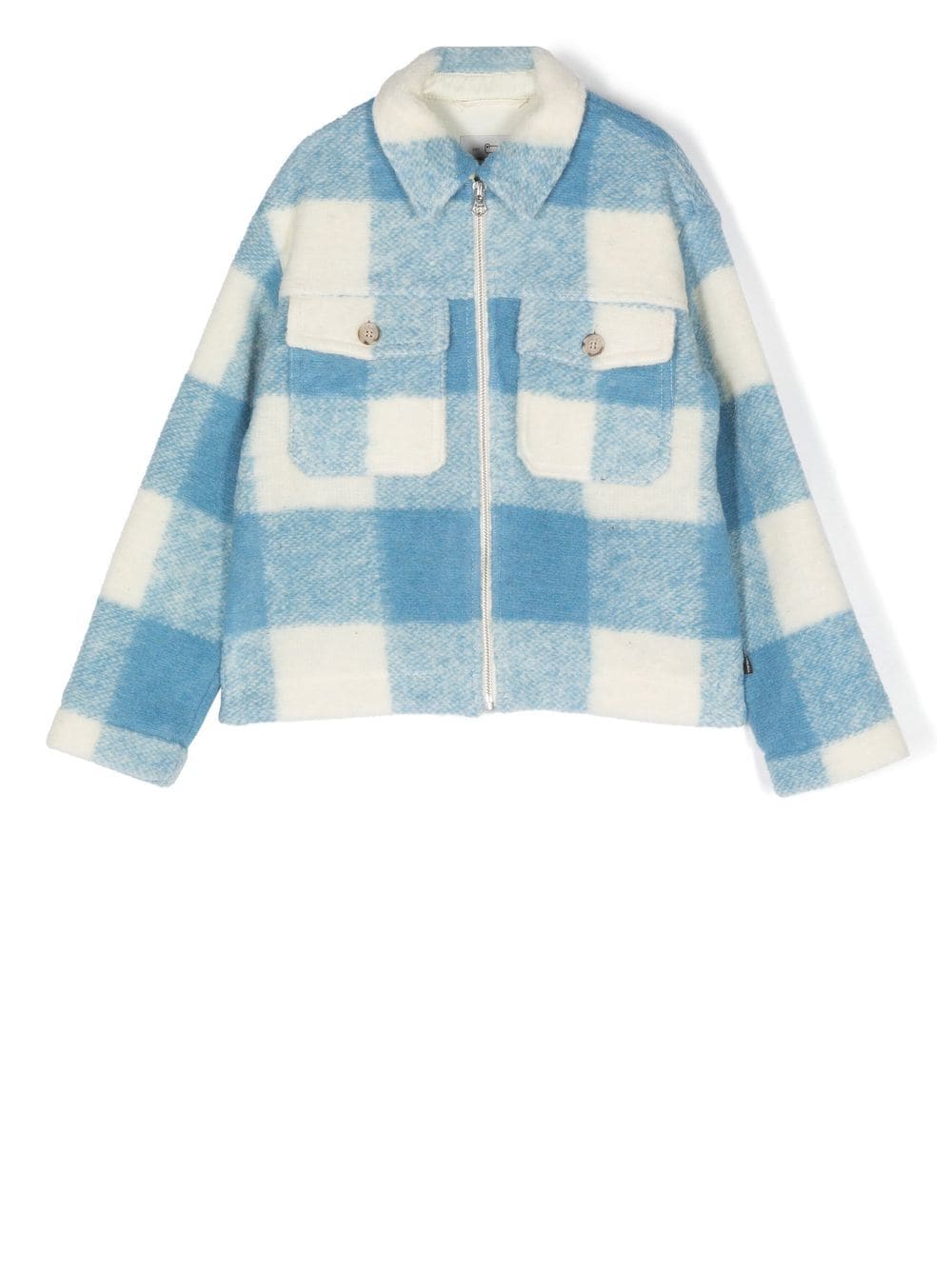 Woolrich Kids check-print knitted jacket - Blue von Woolrich Kids