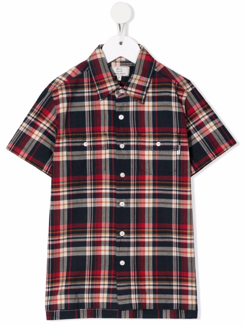 Woolrich Kids check-print organic-cotton shirt - Blue von Woolrich Kids