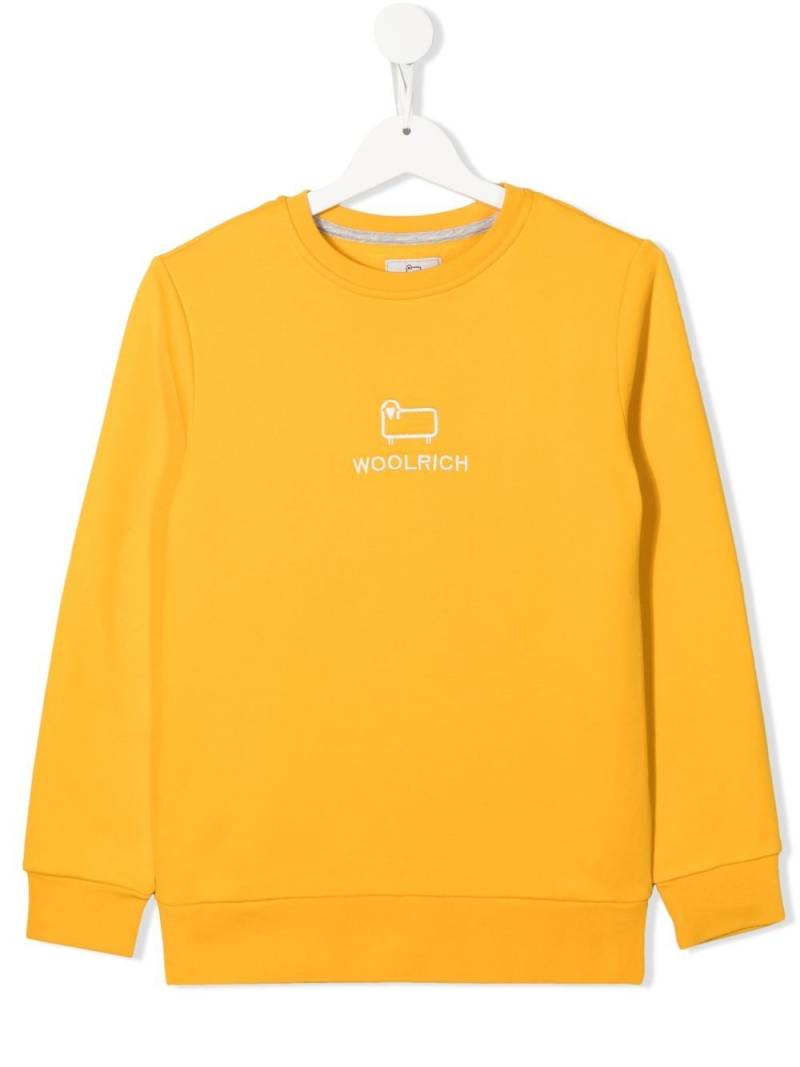 Woolrich Kids embroidered-logo crew neck sweatshirt - Yellow von Woolrich Kids