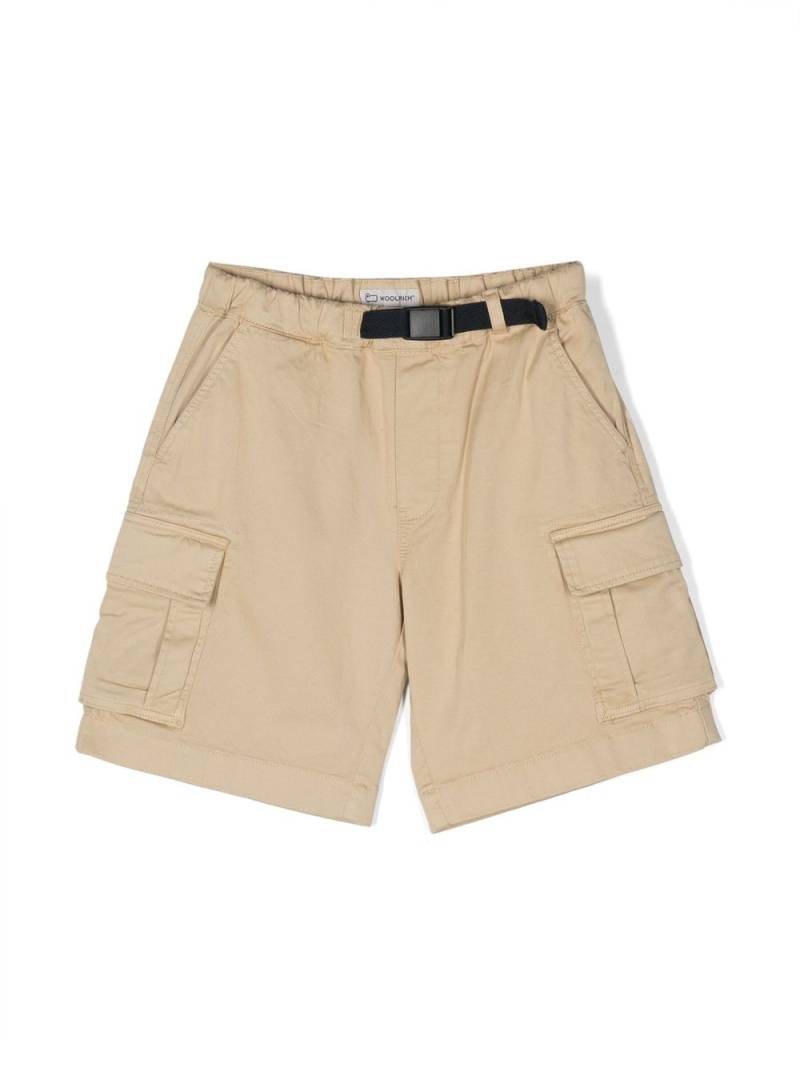 Woolrich Kids logo-detail cotton shorts - Neutrals von Woolrich Kids