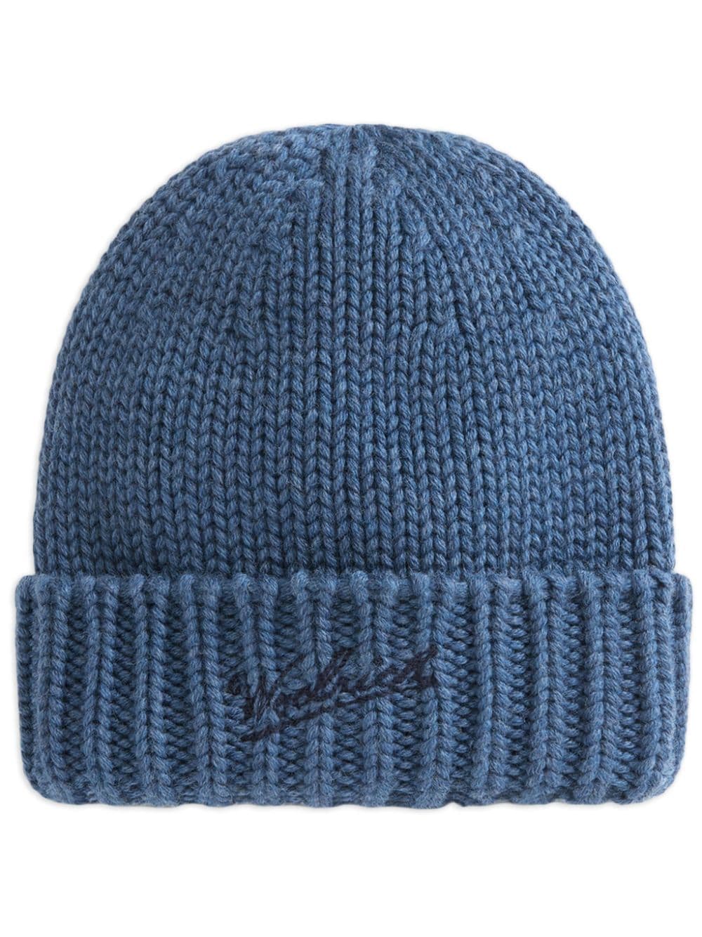 Woolrich Kids logo-embroidered beanie - Blue von Woolrich Kids