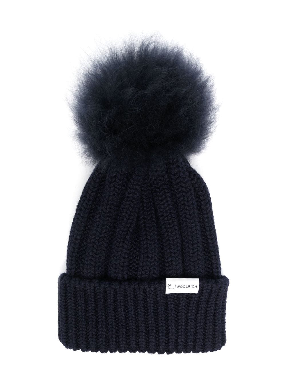 Woolrich Kids logo-patch pompom beanie - Blue von Woolrich Kids