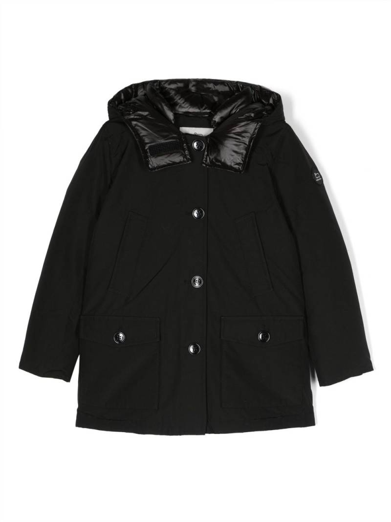 Woolrich Kids logo-patch single-breasted coat - Black von Woolrich Kids