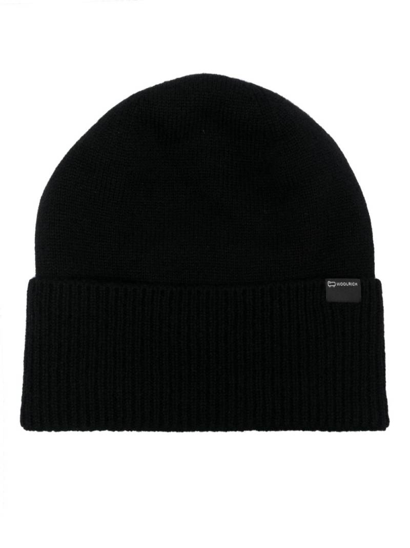 Woolrich cashmere ribbed beanie - Black von Woolrich