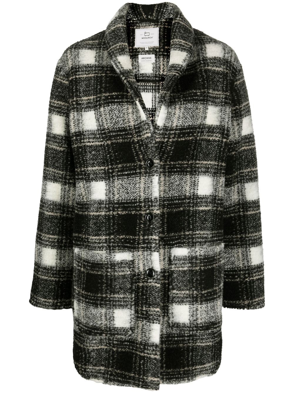 Woolrich checked button-fastening coat - Black von Woolrich