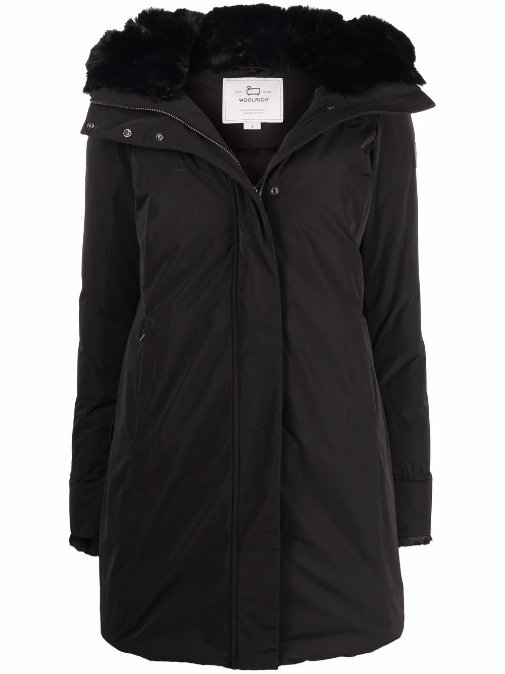 Woolrich faux fur-trimmed hooded padded coat - Black von Woolrich