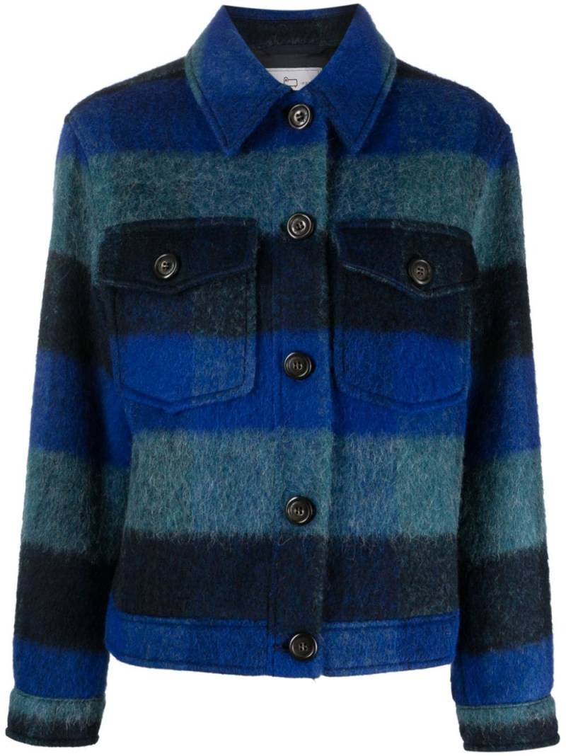 Woolrich fringed checked shirt jacket - Blue von Woolrich