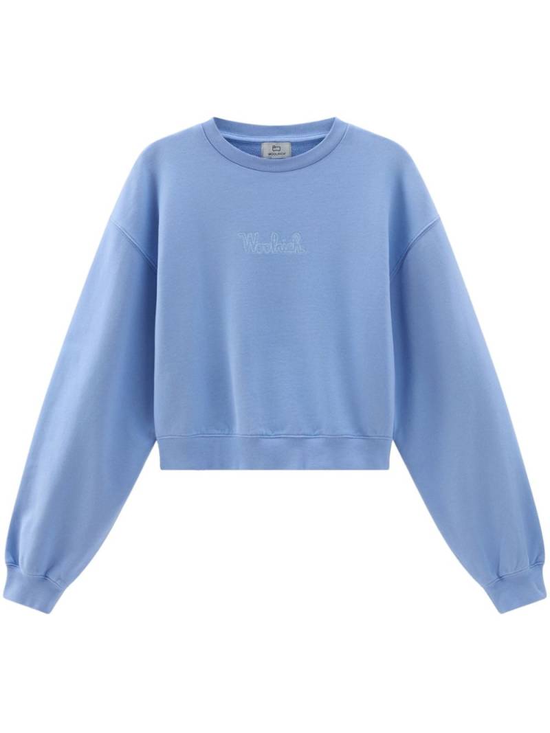 Woolrich logo-embroidered cotton sweatshirt - Blue von Woolrich