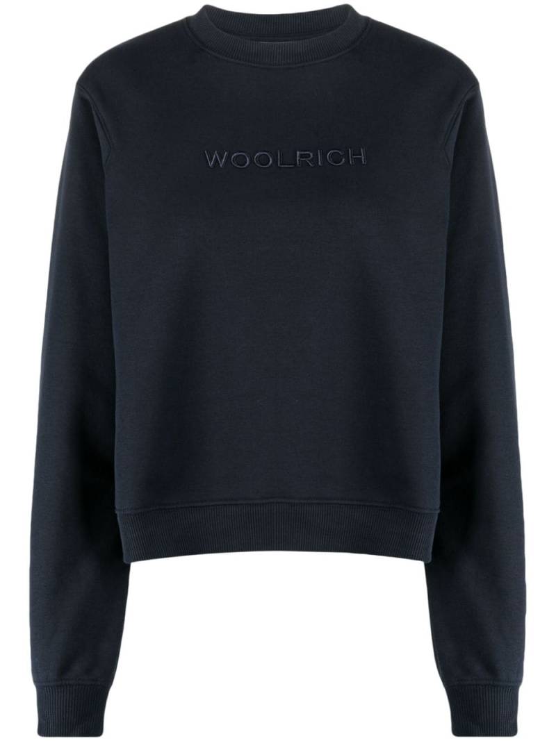 Woolrich logo-embroidered crew-neck sweatshirt - Blue von Woolrich