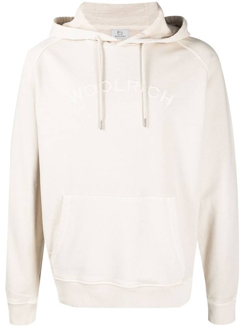 Woolrich logo-embroidered drawstring hoodie - Neutrals von Woolrich