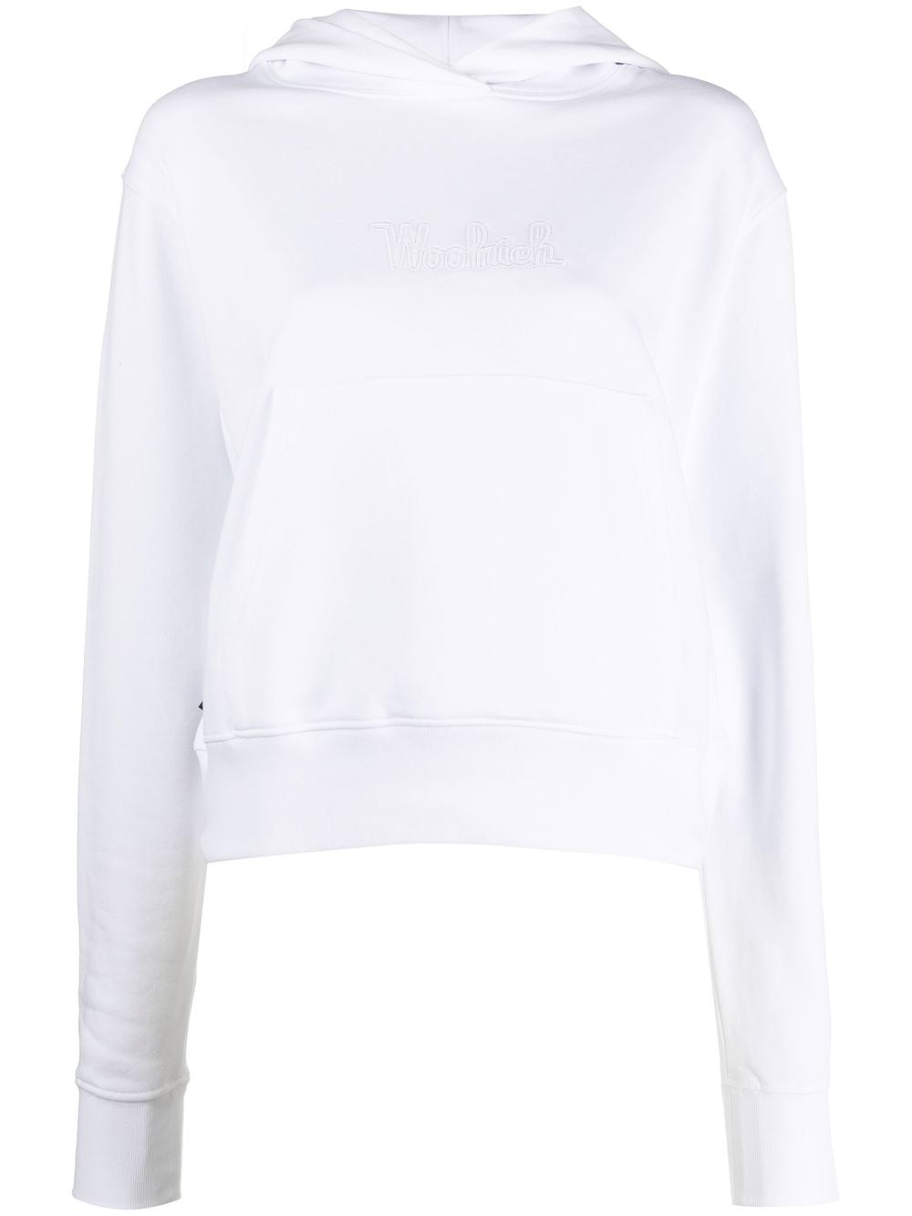 Woolrich logo-embroidered organic cotton hoodie - White von Woolrich