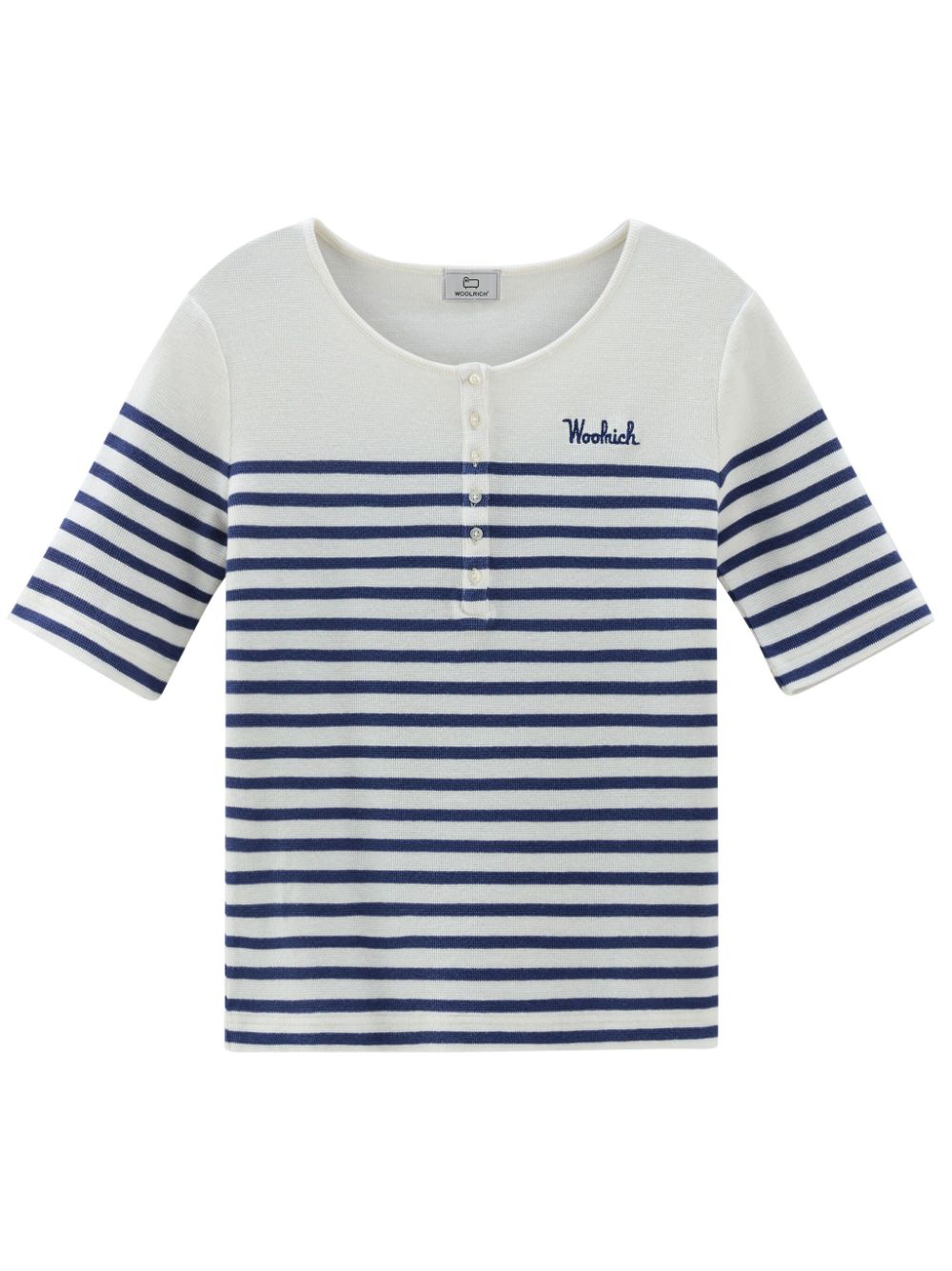 Woolrich logo-embroidered striped T-shirt - Blue von Woolrich