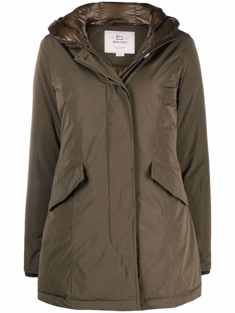 Woolrich logo-patch hooded down padded coat - Green von Woolrich