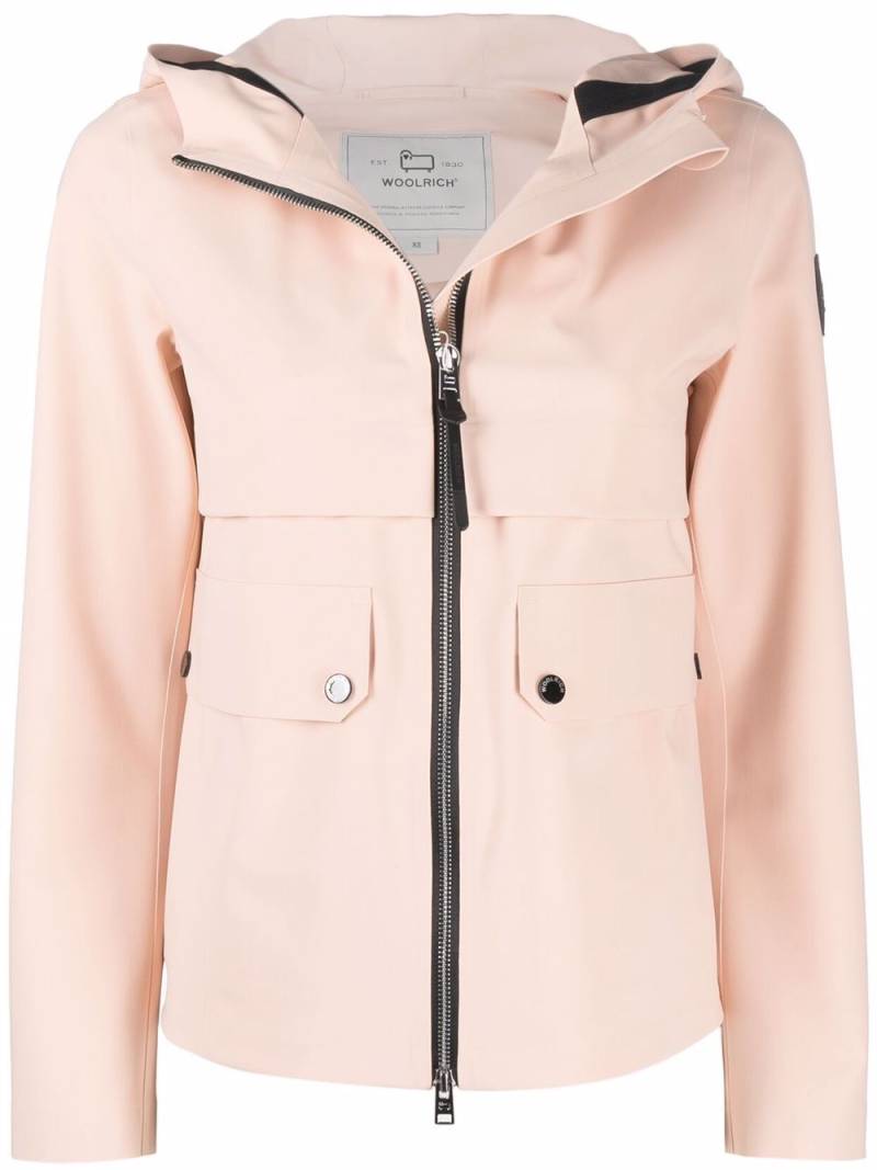 Woolrich logo-patch hooded zip-front jacket - Pink von Woolrich