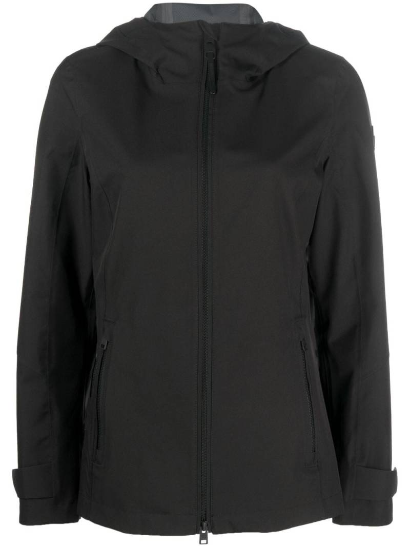 Woolrich logo-patch hooded zip-up jacket - Black von Woolrich