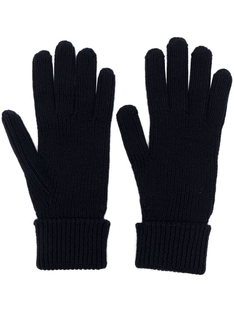 Woolrich logo-patch virgin wool gloves - Blue von Woolrich