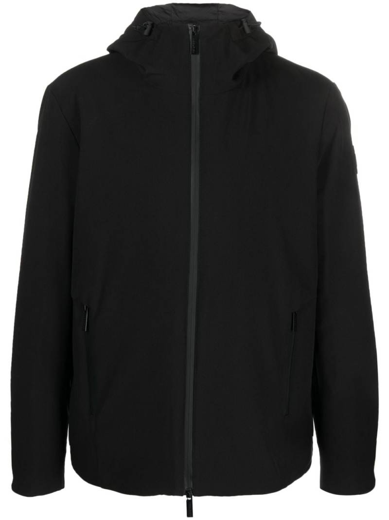 Woolrich logo-patch zip-up hooded jacket - Black von Woolrich