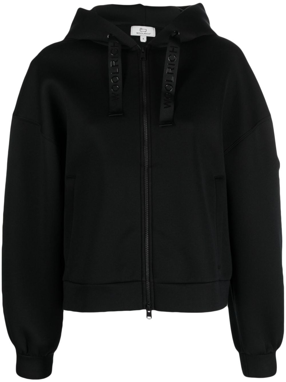 Woolrich logo-print strap zip-up hoodie - Black von Woolrich