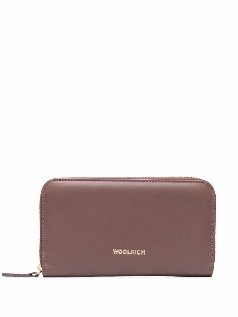 Woolrich logo-print zip-around wallet - Brown von Woolrich