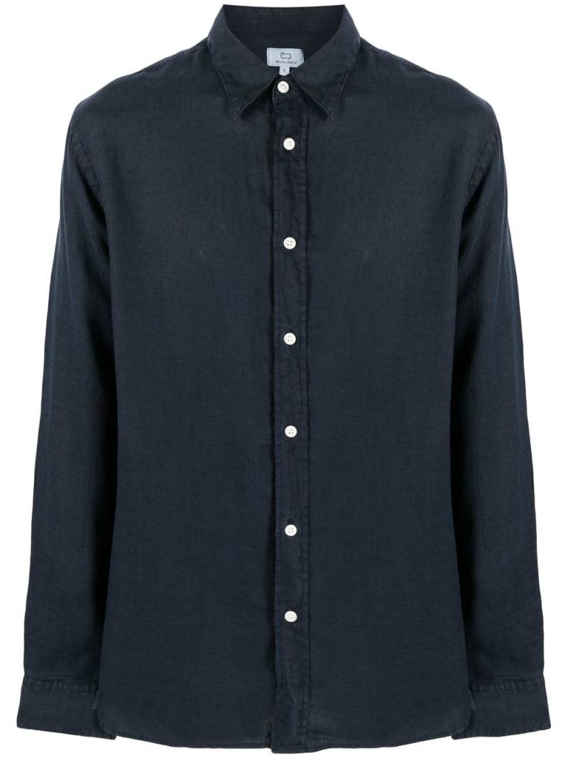 Woolrich long-sleeved linen shirt - Blue von Woolrich